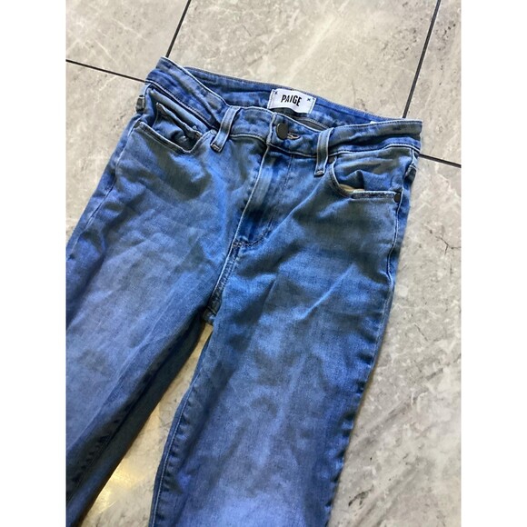 Paige Jeans Womens 26 Blue Rory Crop Flare Distressed Raw Hem High Rise Denim - Picture 3 of 7